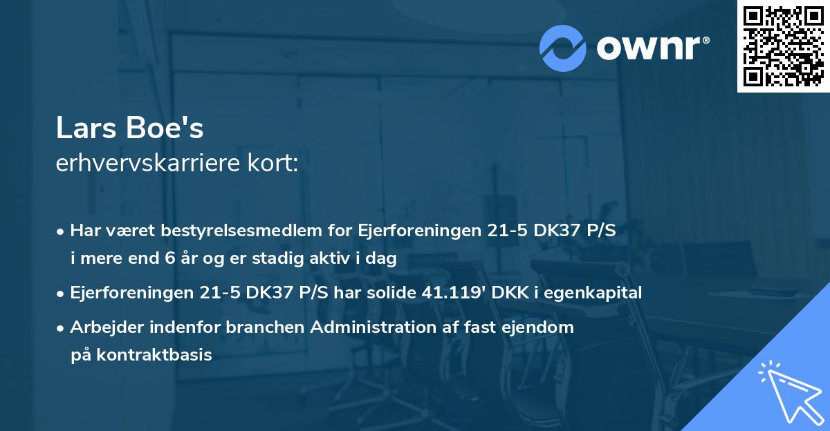 Lars Boe's erhvervskarriere kort