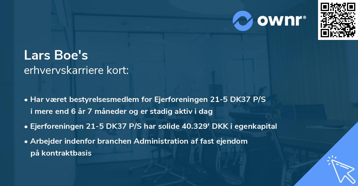 Lars Boe's erhvervskarriere kort