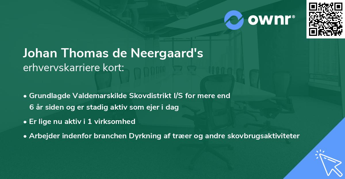 Johan Thomas de Neergaard's erhvervskarriere kort