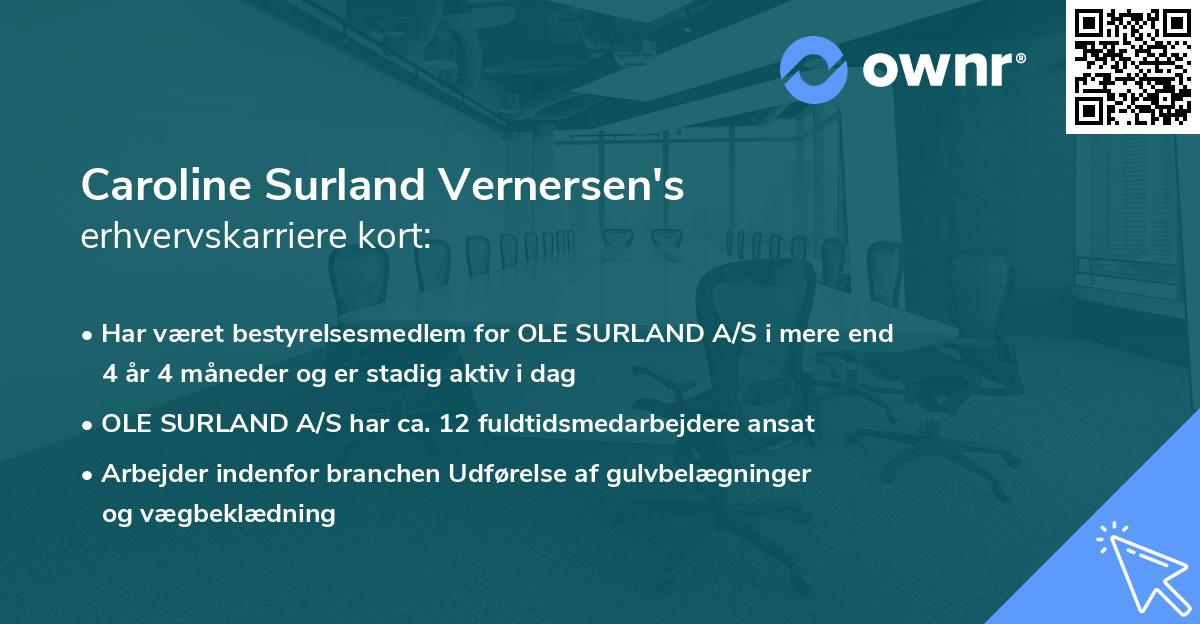 Caroline Surland Vernersen's erhvervskarriere kort