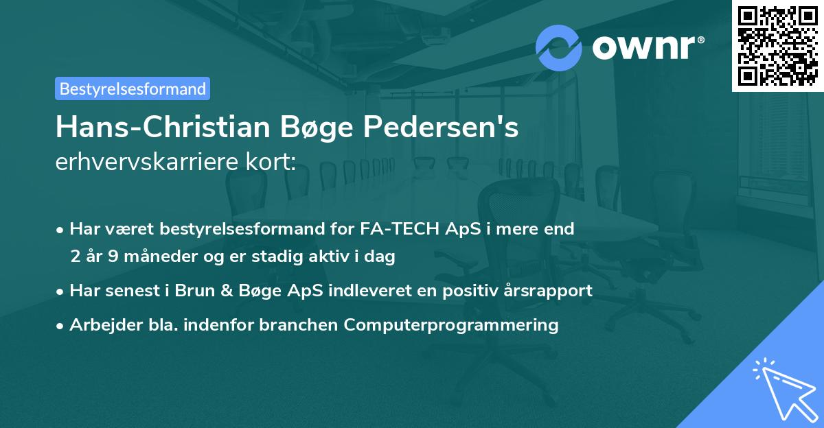 Hans-Christian Bøge Pedersen's erhvervskarriere kort