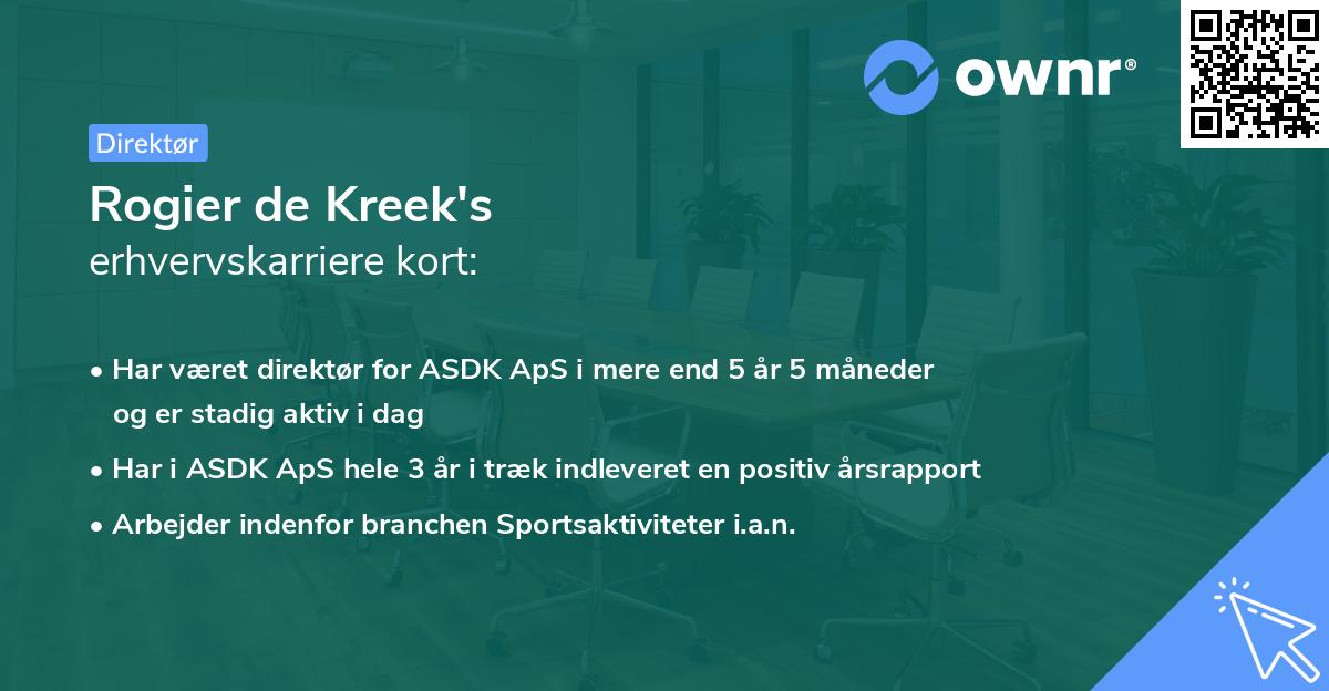 Rogier de Kreek's erhvervskarriere kort