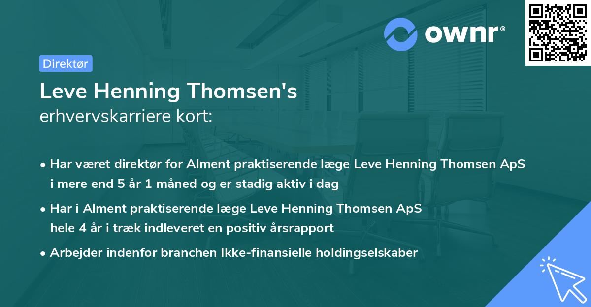 Leve Henning Thomsen's erhvervskarriere kort
