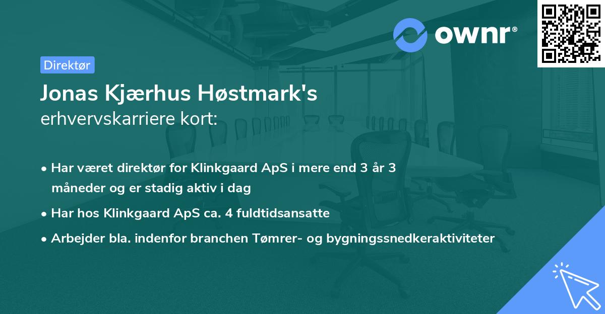 Jonas Kjærhus Høstmark's erhvervskarriere kort