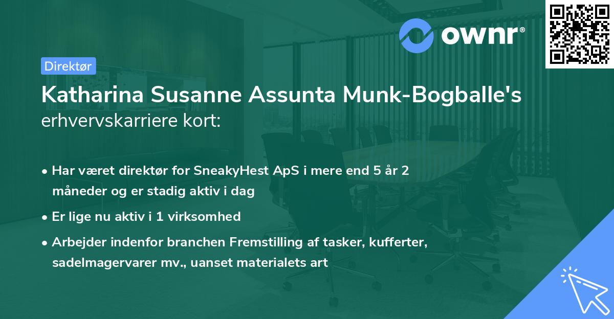 Katharina Susanne Assunta Munk-Bogballe's erhvervskarriere kort