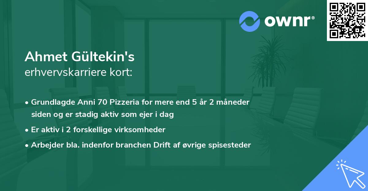 Ahmet Gültekin's erhvervskarriere kort