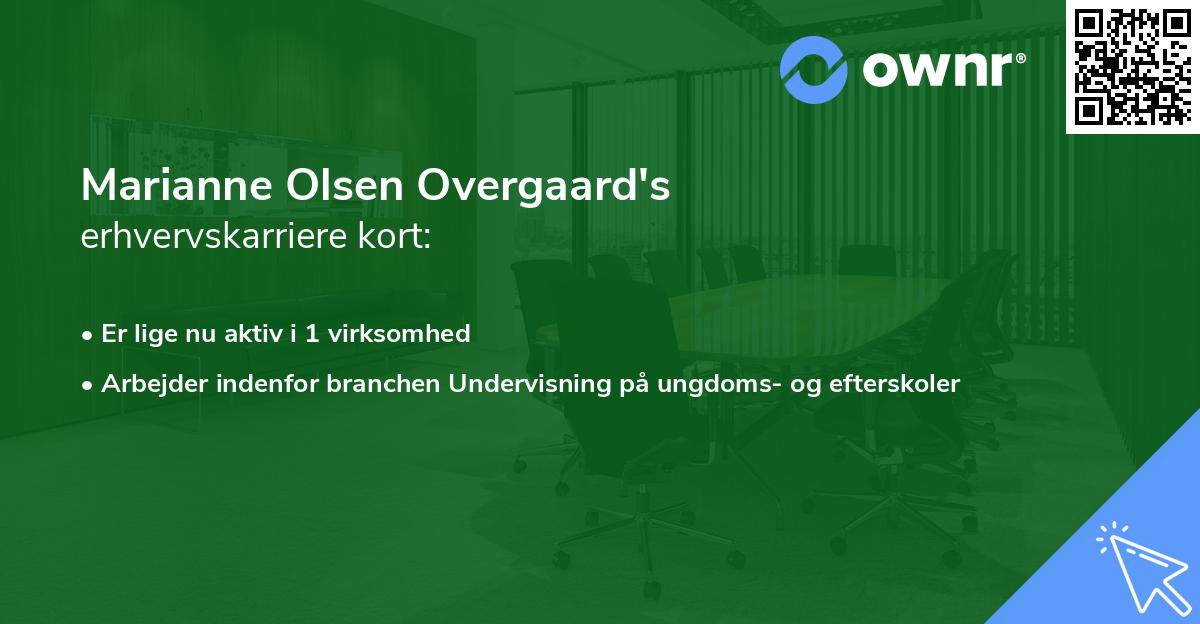 Marianne Olsen Overgaard's erhvervskarriere kort