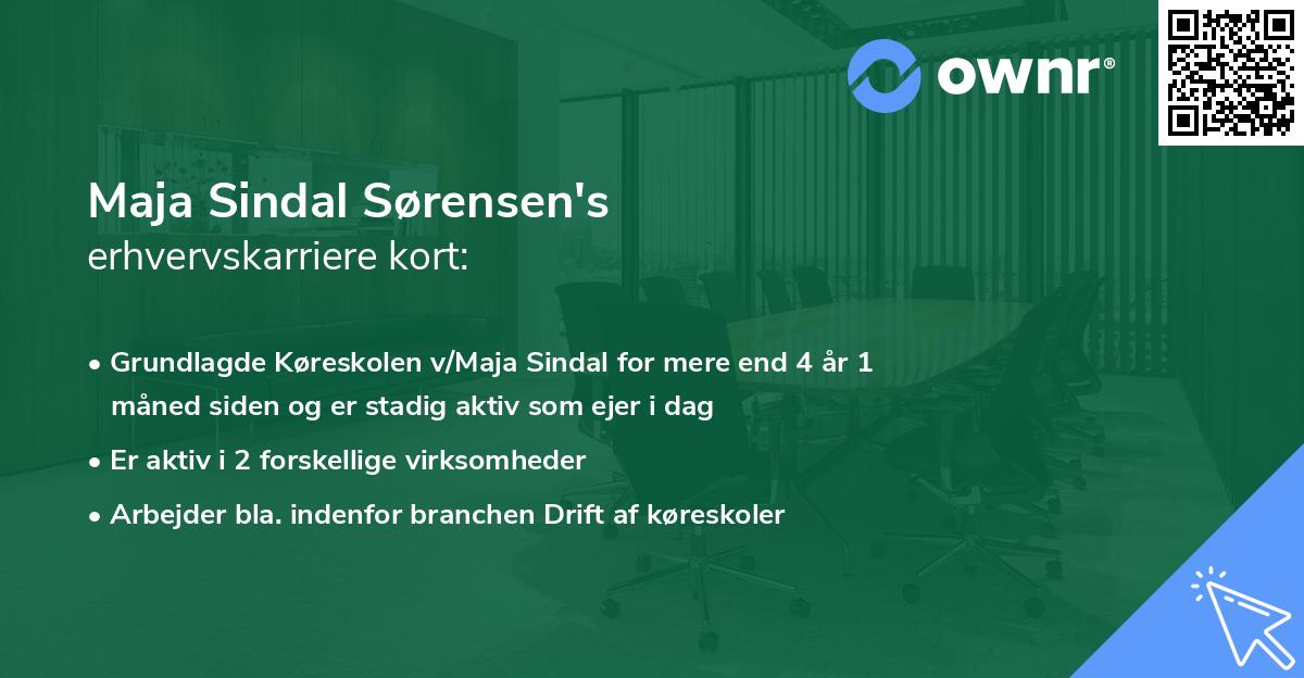 Maja Sindal Sørensen's erhvervskarriere kort