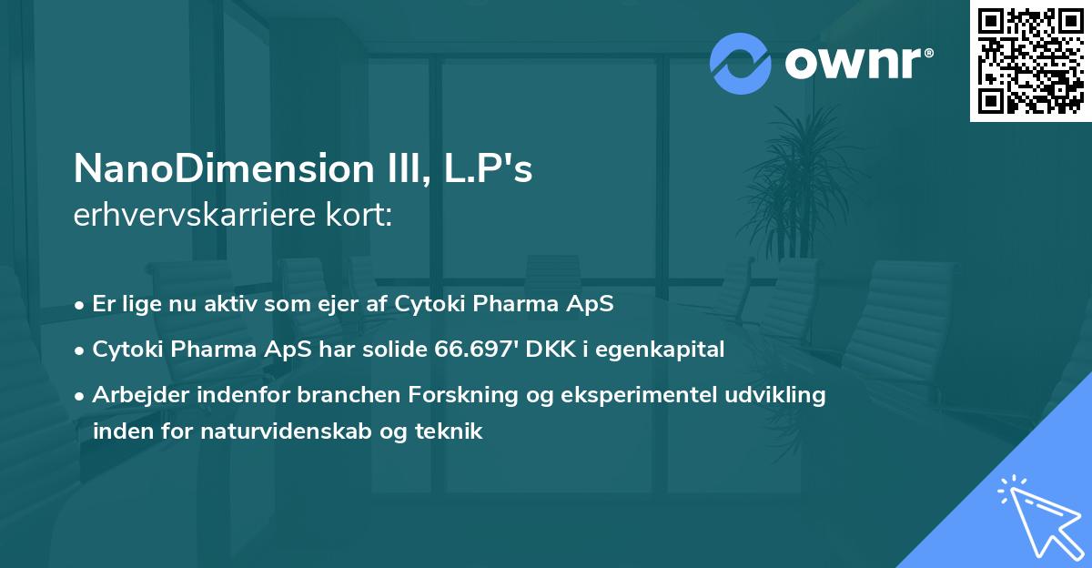 NanoDimension III, L.P's erhvervskarriere kort