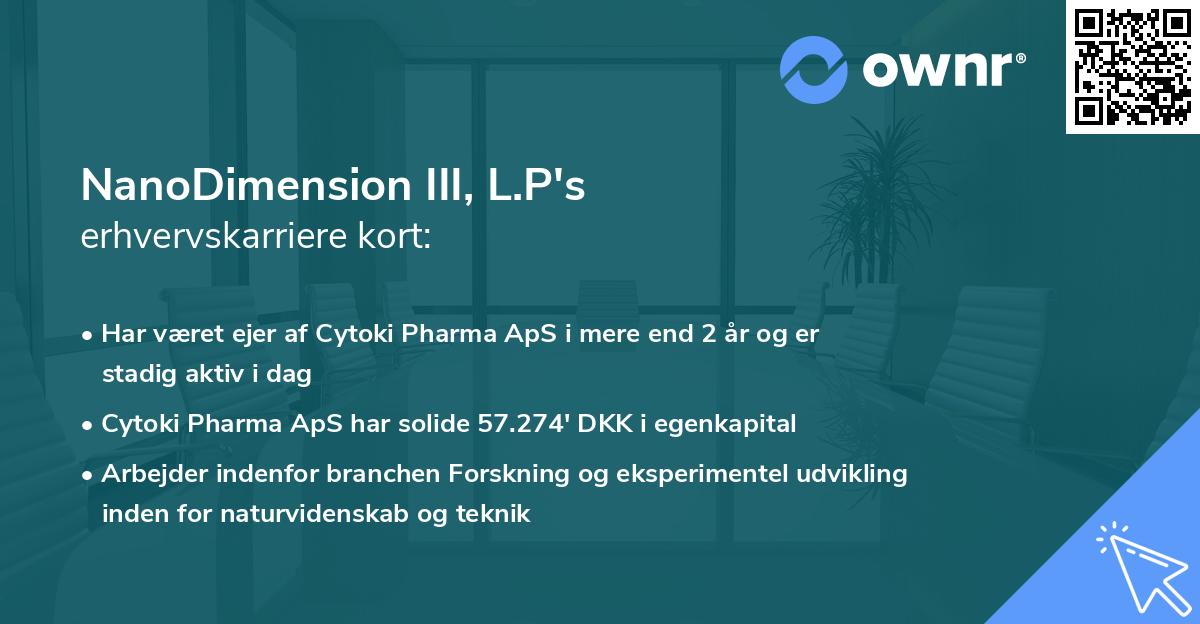 NanoDimension III, L.P's erhvervskarriere kort