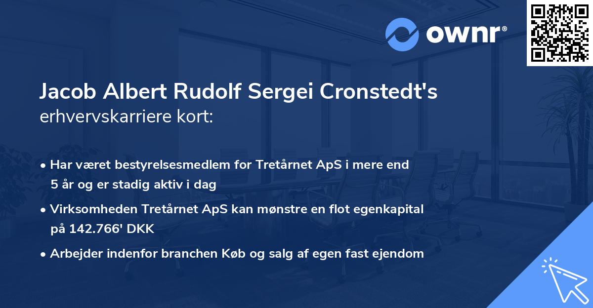 Jacob Albert Rudolf Sergei Cronstedt's erhvervskarriere kort