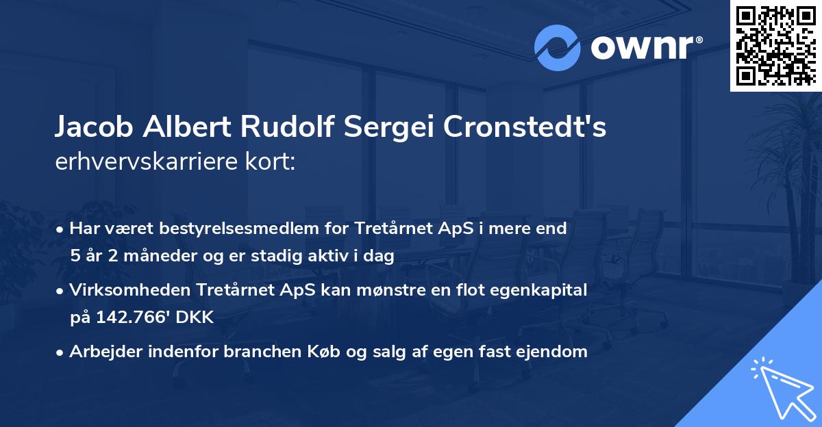 Jacob Albert Rudolf Sergei Cronstedt's erhvervskarriere kort