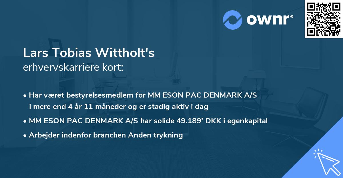 Lars Tobias Wittholt's erhvervskarriere kort