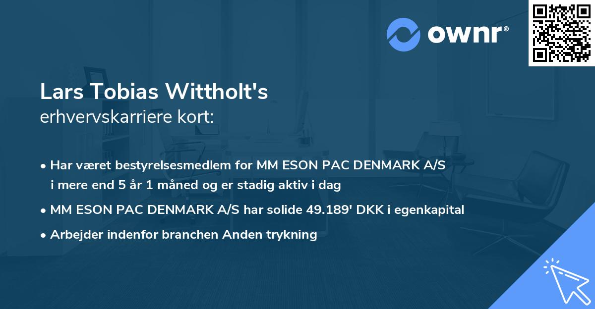 Lars Tobias Wittholt's erhvervskarriere kort