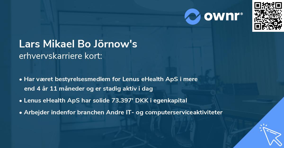 Lars Mikael Bo Jörnow's erhvervskarriere kort