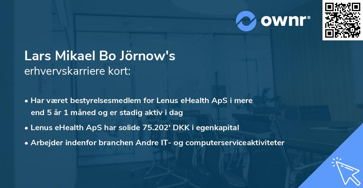 Lars Mikael Bo Jörnow's erhvervskarriere kort