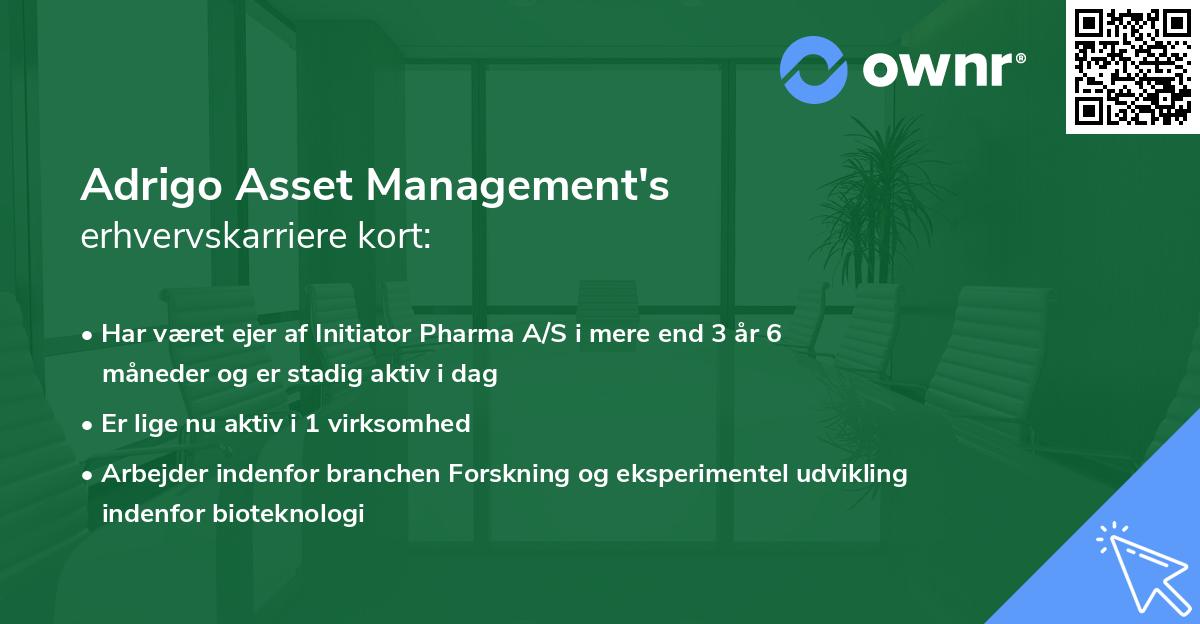 Adrigo Asset Management's erhvervskarriere kort