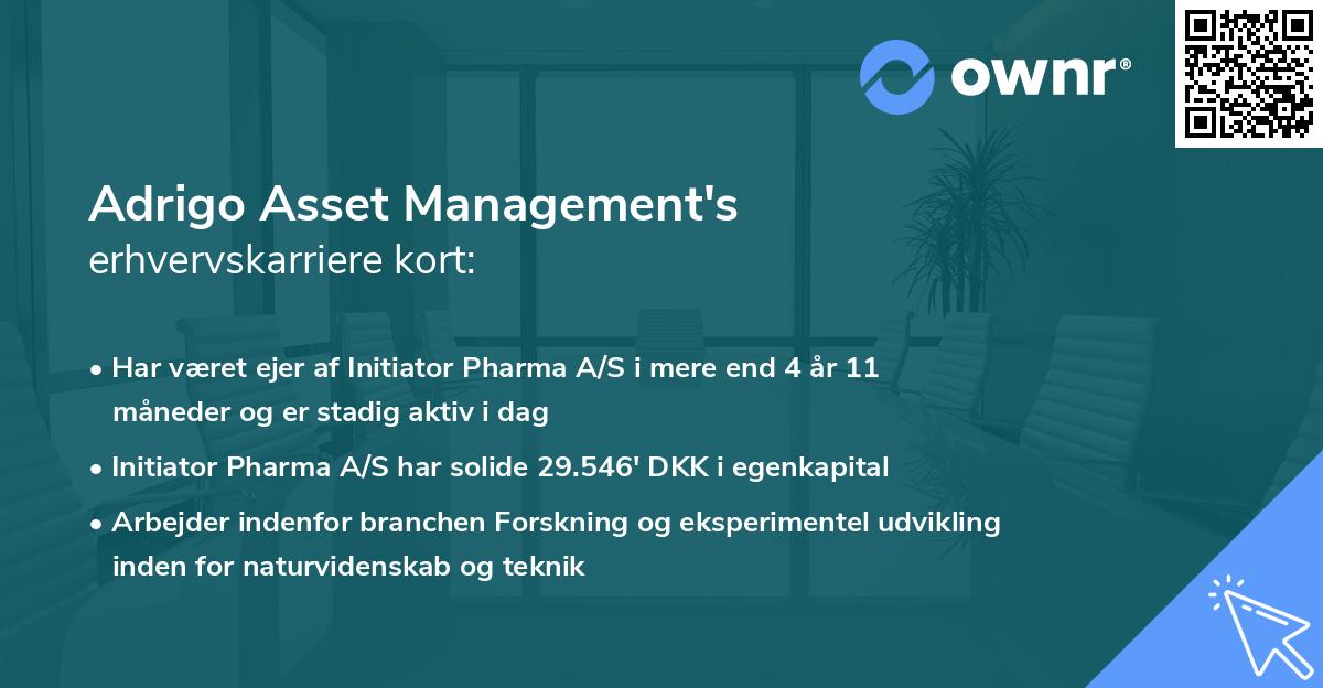 Adrigo Asset Management's erhvervskarriere kort