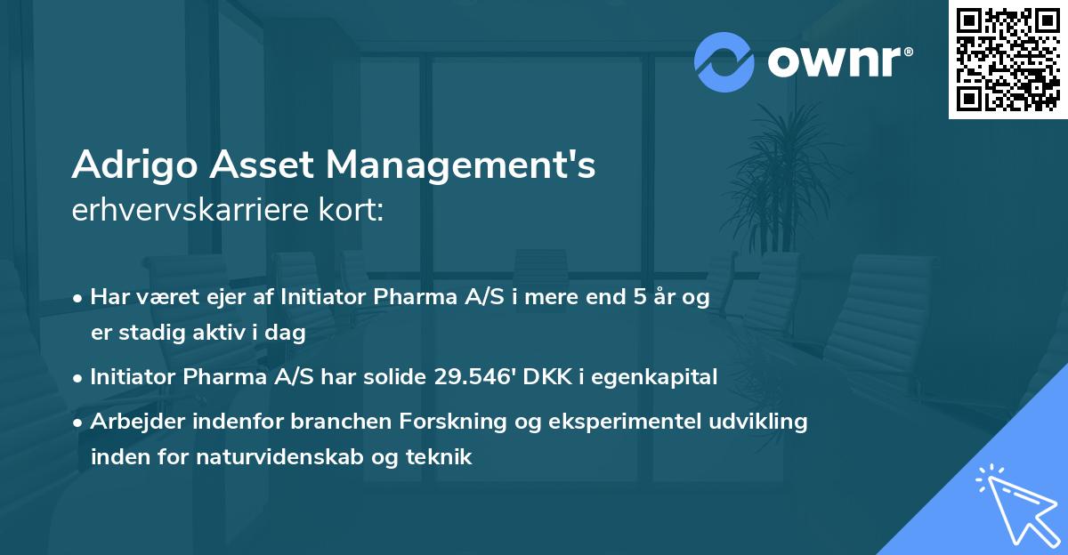 Adrigo Asset Management's erhvervskarriere kort