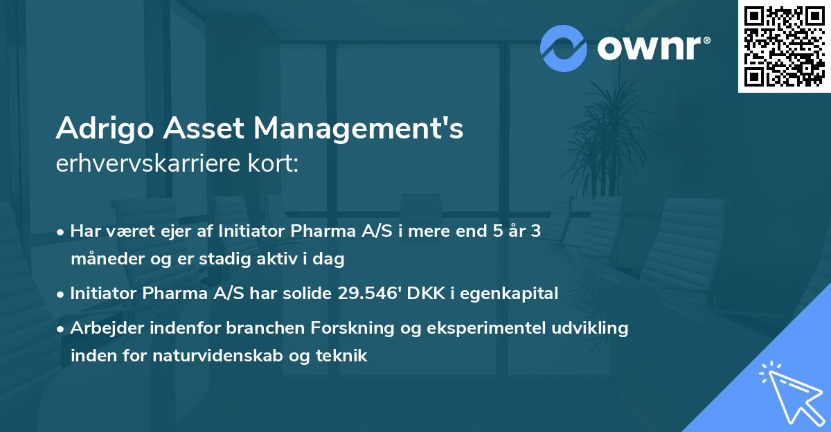 Adrigo Asset Management's erhvervskarriere kort