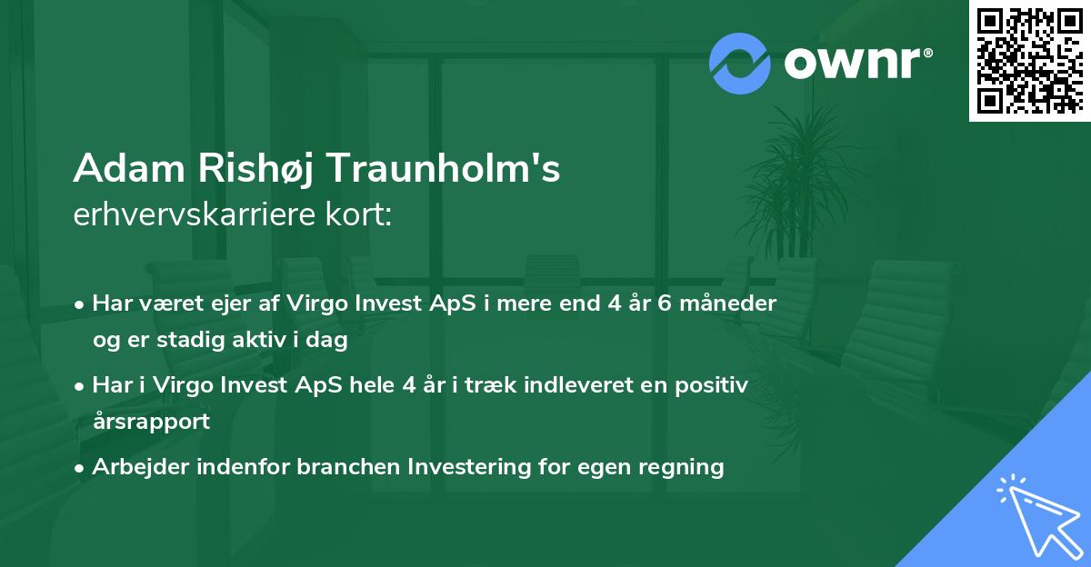 Adam Rishøj Traunholm's erhvervskarriere kort