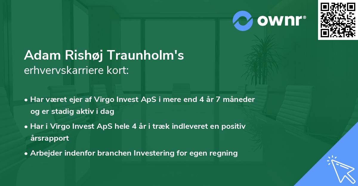 Adam Rishøj Traunholm's erhvervskarriere kort