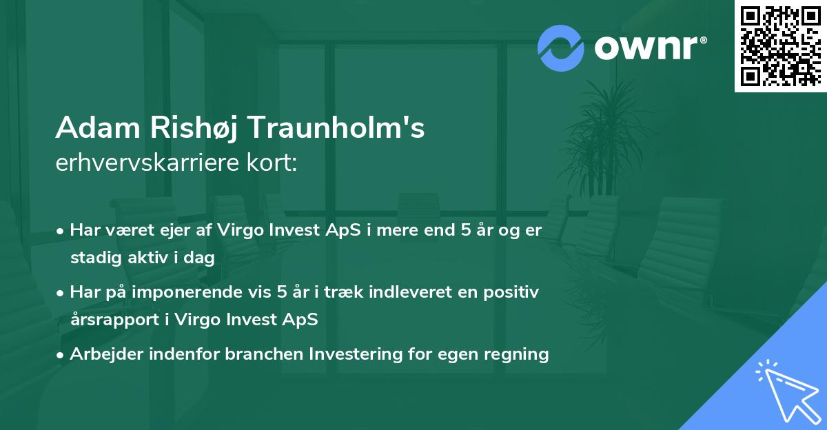 Adam Rishøj Traunholm's erhvervskarriere kort