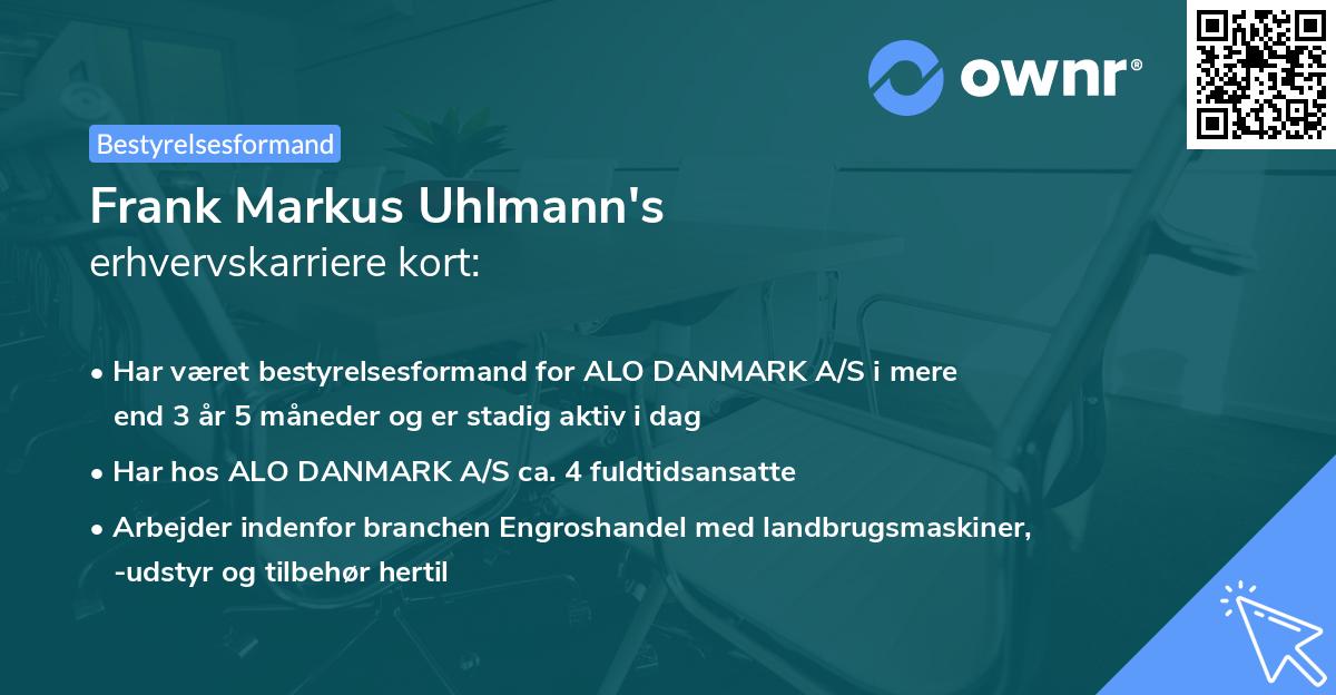 Frank Markus Uhlmann's erhvervskarriere kort