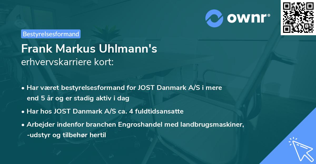 Frank Markus Uhlmann's erhvervskarriere kort