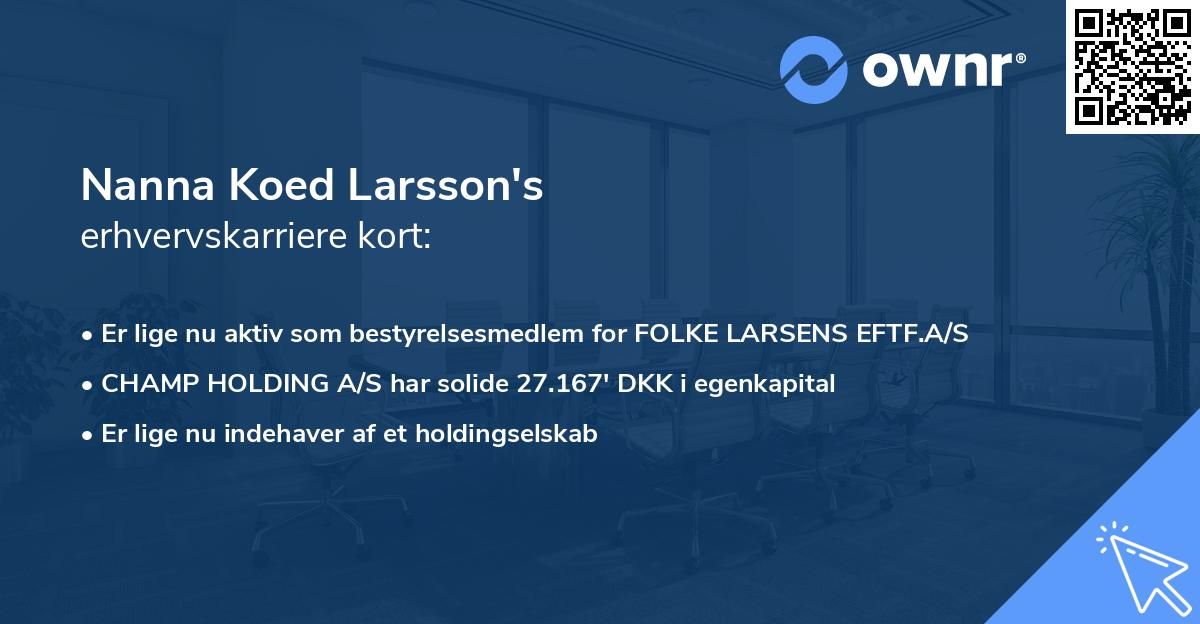 Nanna Koed Larsson's erhvervskarriere kort