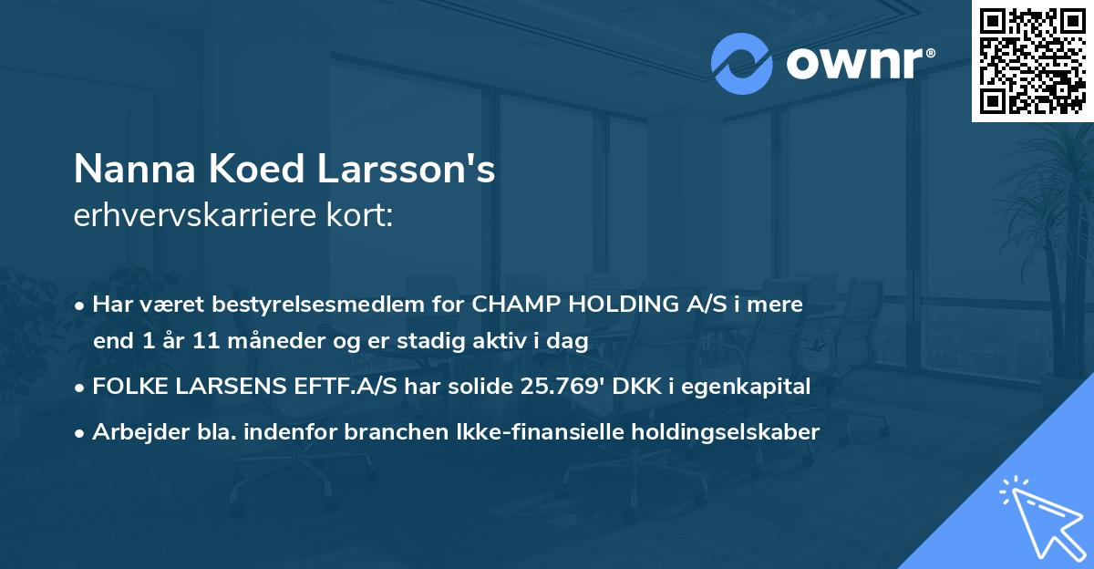 Nanna Koed Larsson's erhvervskarriere kort