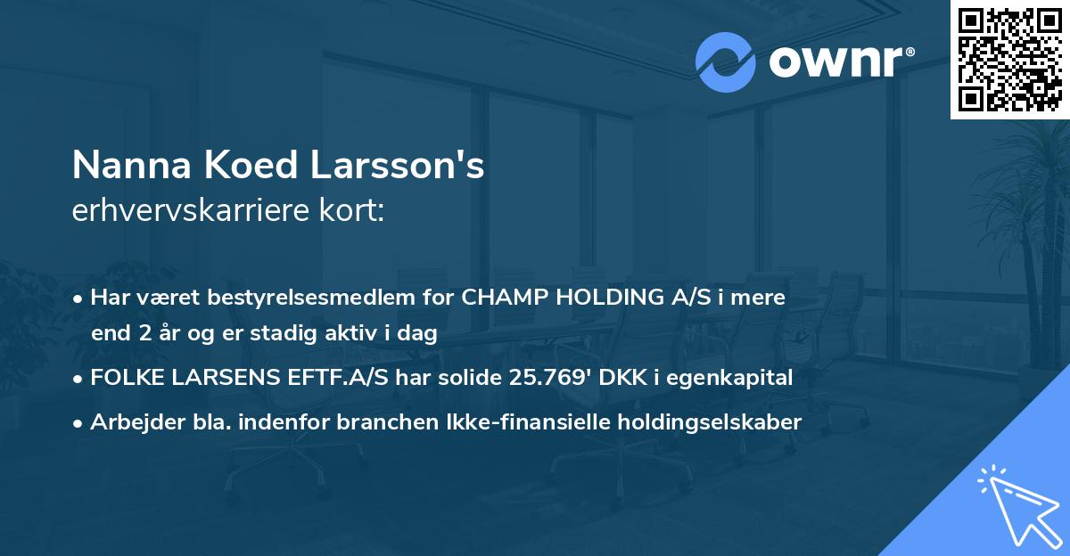 Nanna Koed Larsson's erhvervskarriere kort