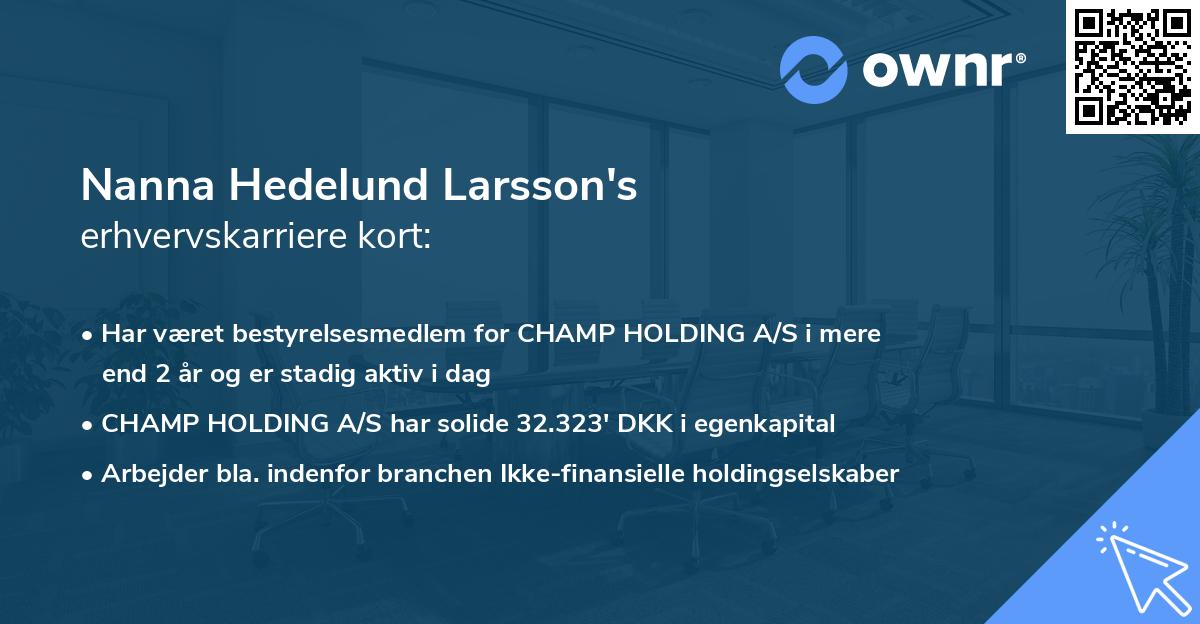 Nanna Hedelund Larsson's erhvervskarriere kort