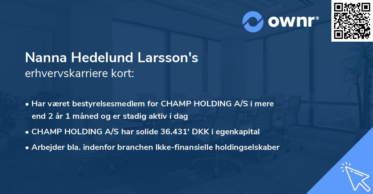 Nanna Hedelund Larsson's erhvervskarriere kort