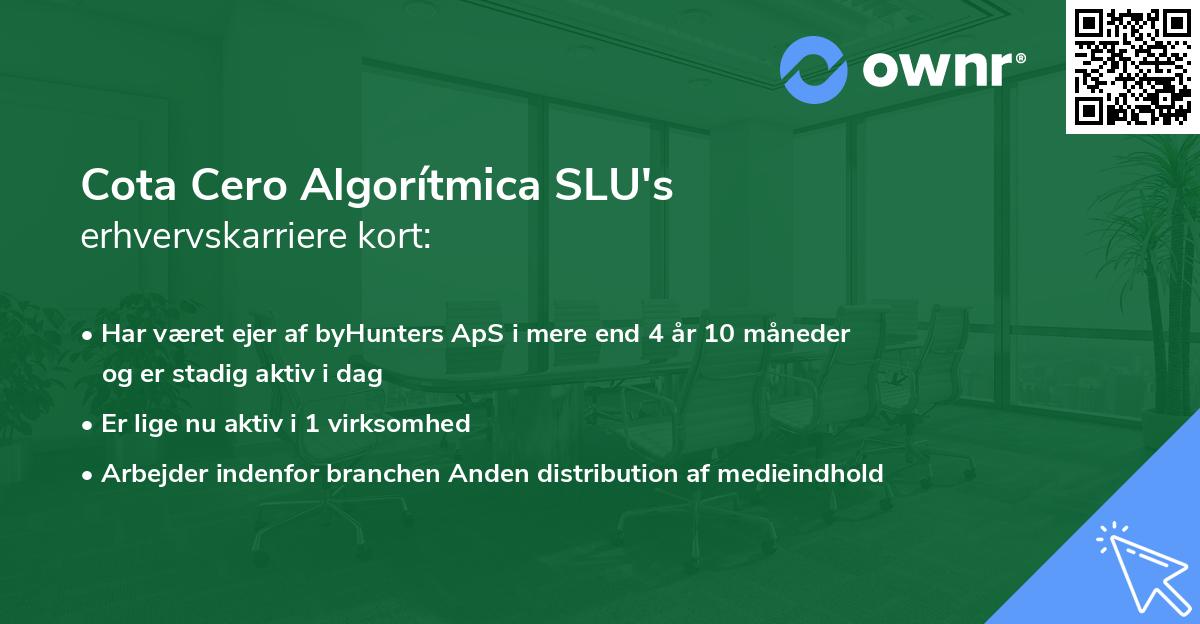 Cota Cero Algorítmica SLU's erhvervskarriere kort
