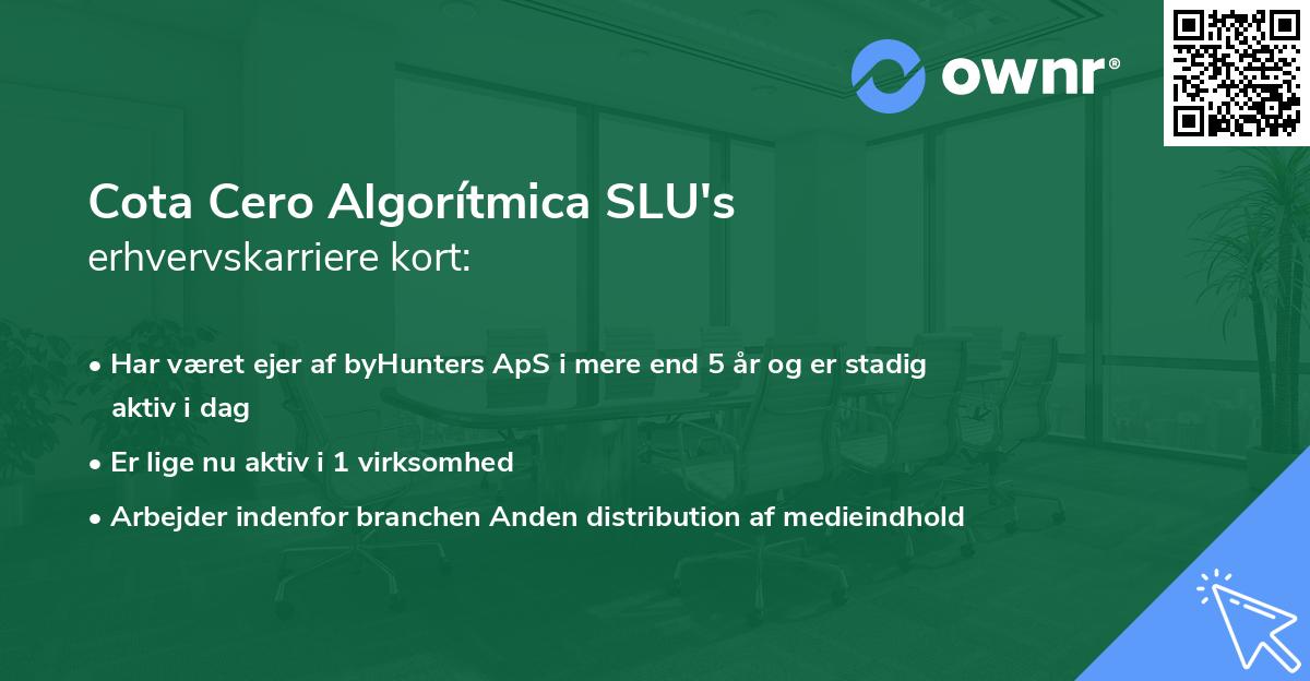 Cota Cero Algorítmica SLU's erhvervskarriere kort