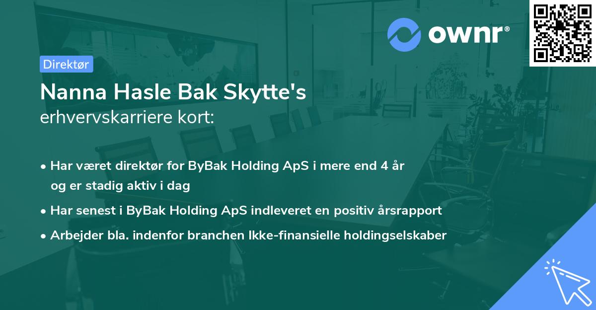 Nanna Hasle Bak Skytte's erhvervskarriere kort