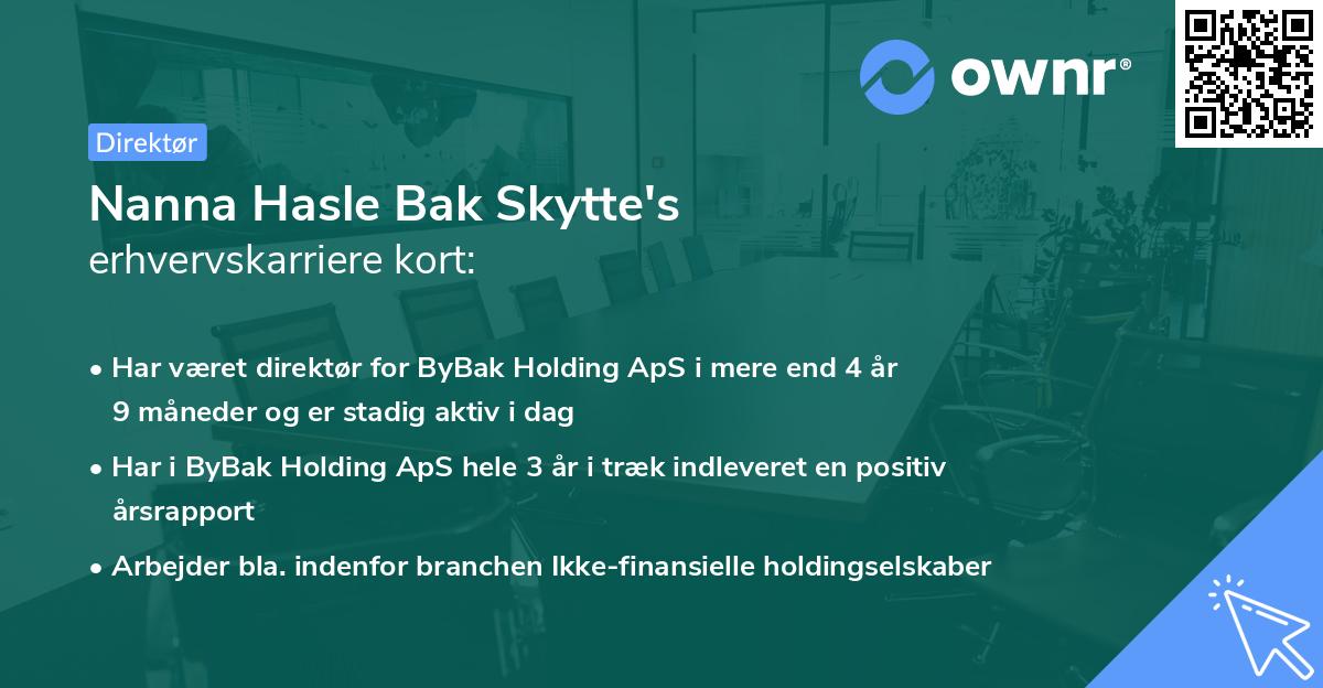 Nanna Hasle Bak Skytte's erhvervskarriere kort