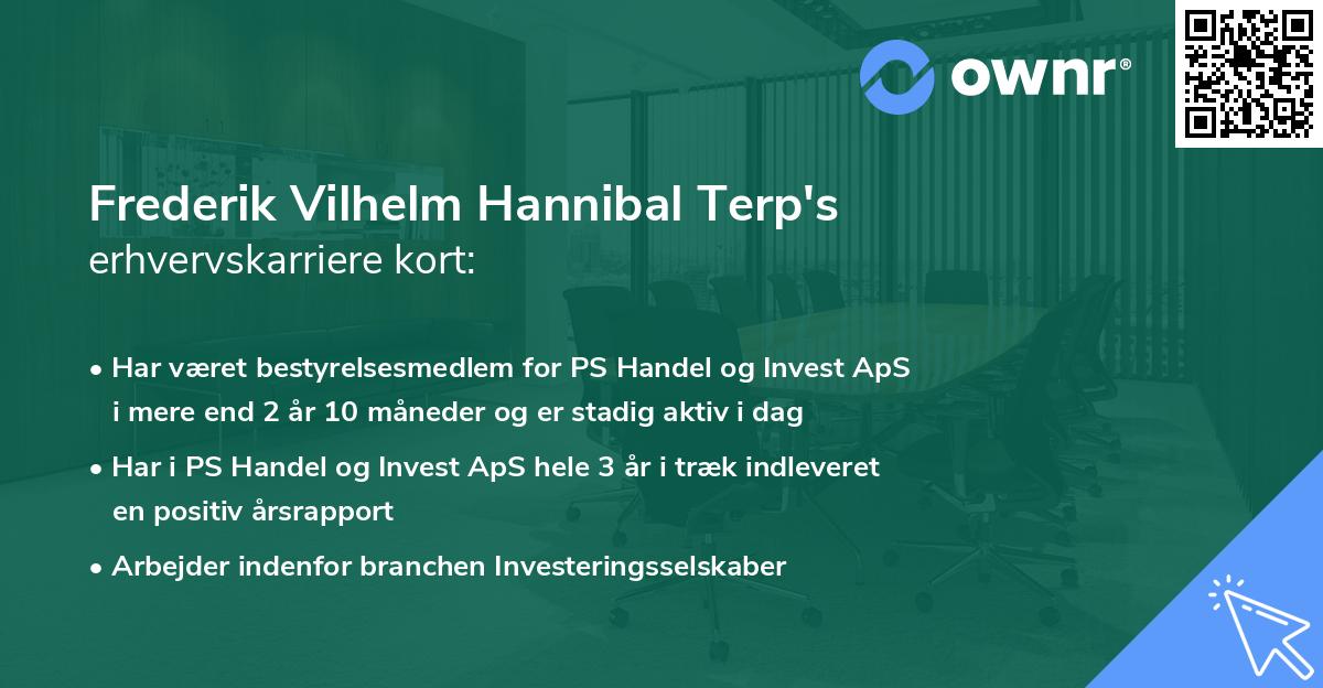 Frederik Vilhelm Hannibal Terp's erhvervskarriere kort