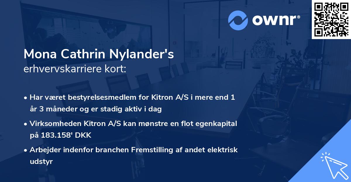 Mona Cathrin Nylander's erhvervskarriere kort