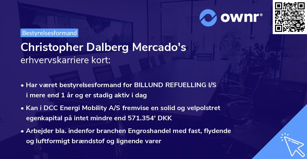 Christopher Dalberg Mercado's erhvervskarriere kort