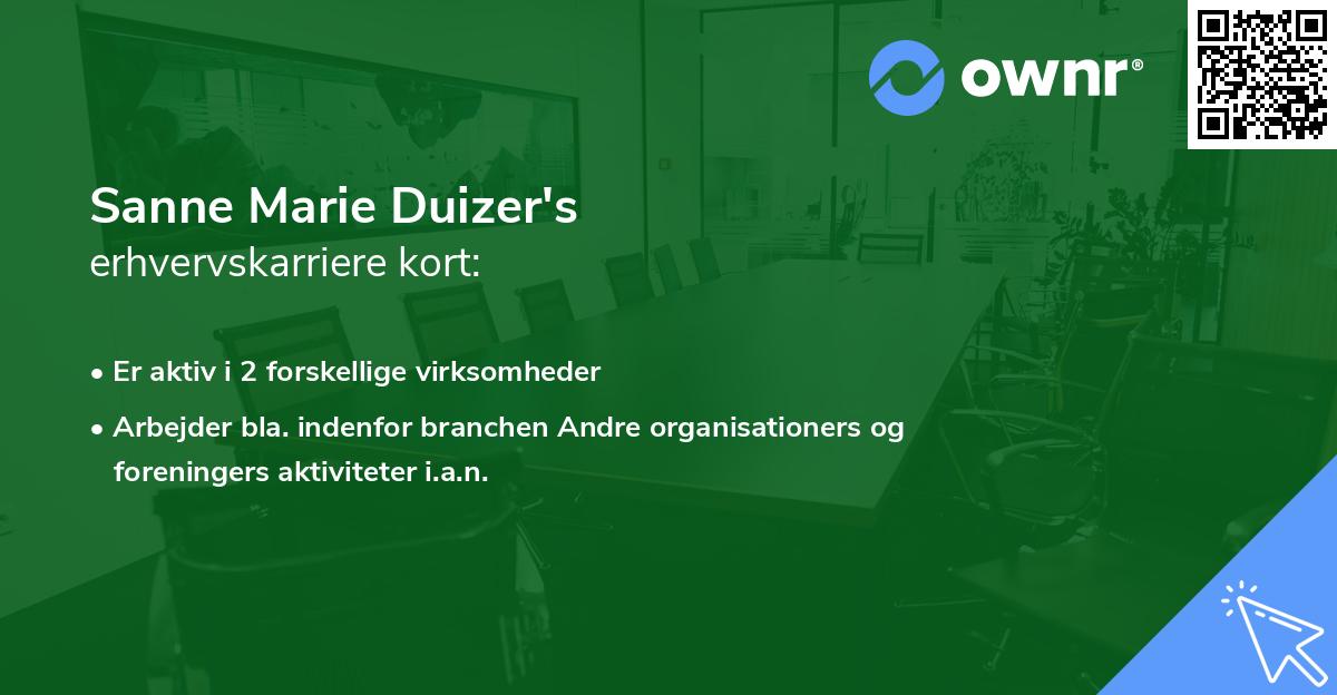 Sanne Marie Duizer's erhvervskarriere kort