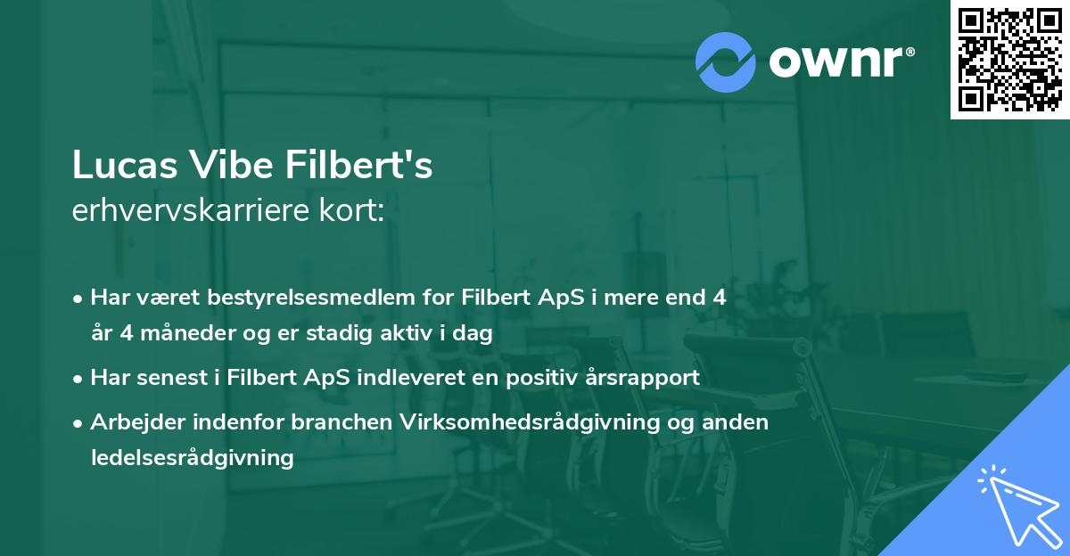 Lucas Vibe Filbert's erhvervskarriere kort