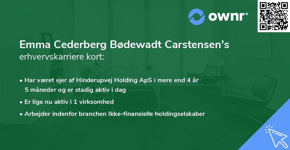 Emma Cederberg Bødewadt Carstensen's erhvervskarriere kort
