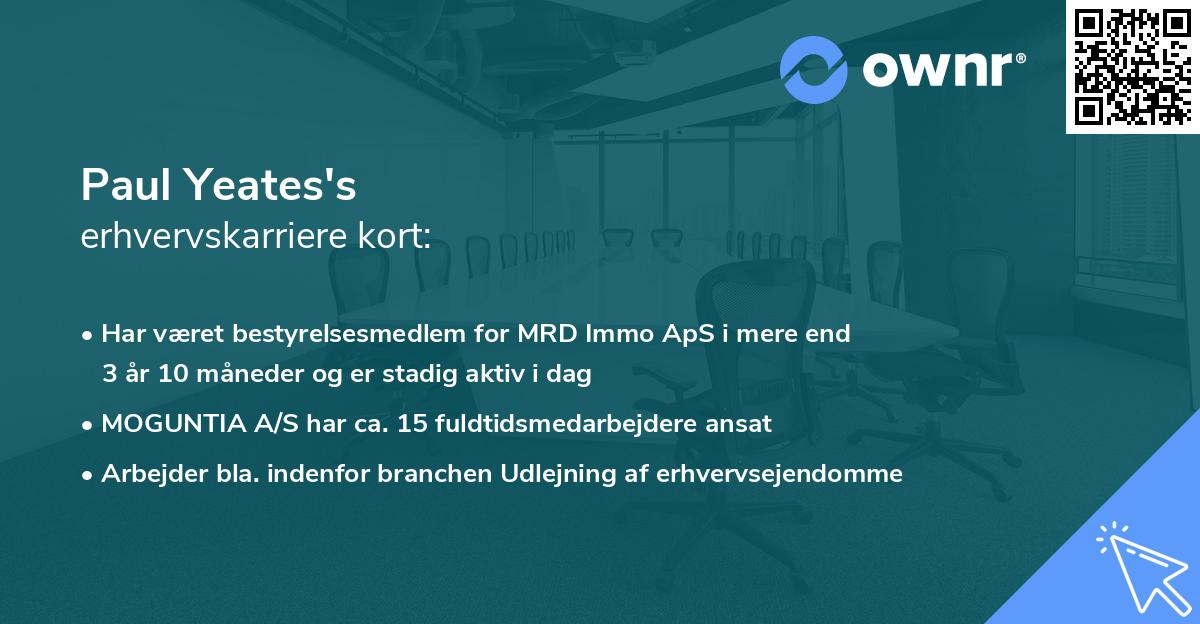 Paul Yeates's erhvervskarriere kort