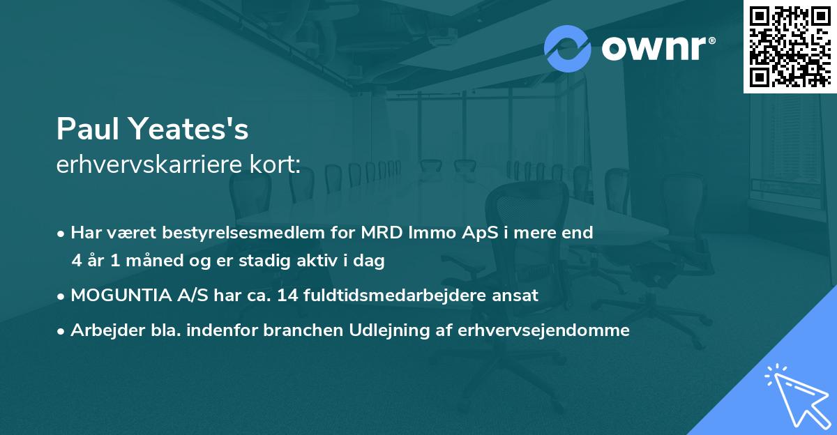 Paul Yeates's erhvervskarriere kort
