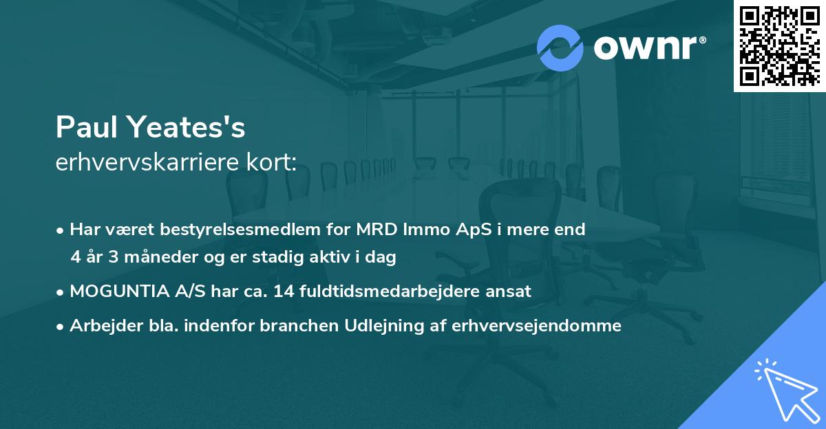 Paul Yeates's erhvervskarriere kort