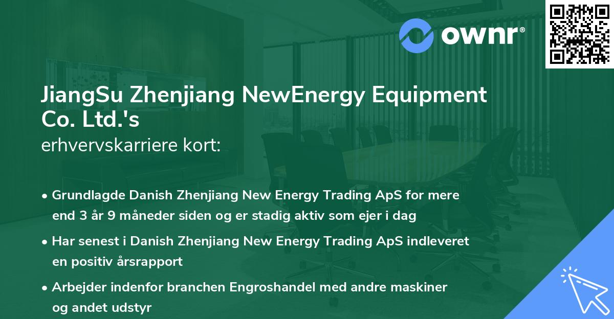 JiangSu Zhenjiang NewEnergy Equipment Co. Ltd.'s erhvervskarriere kort