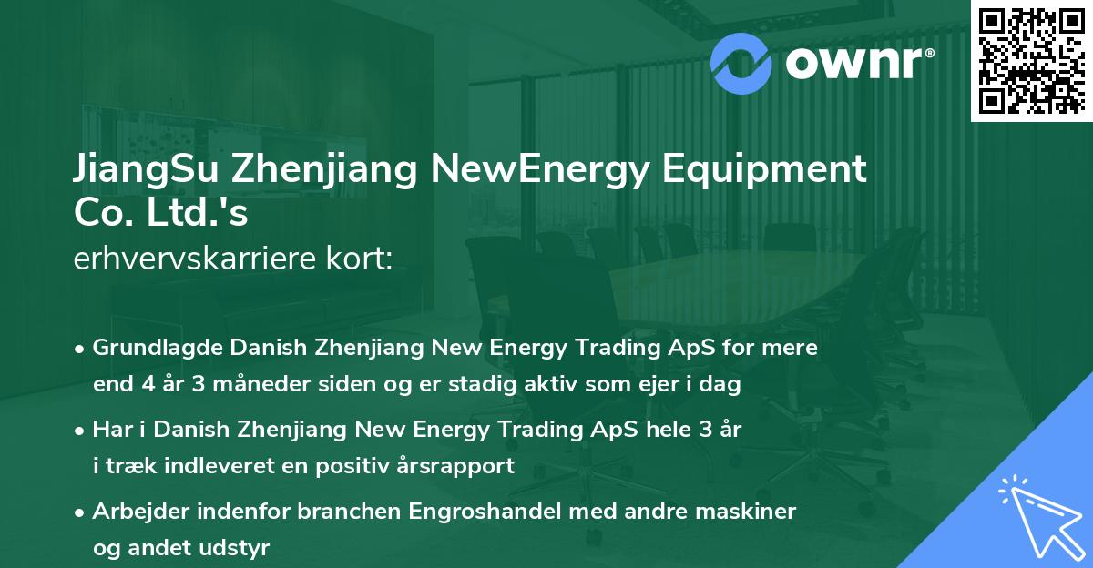 JiangSu Zhenjiang NewEnergy Equipment Co. Ltd.'s erhvervskarriere kort