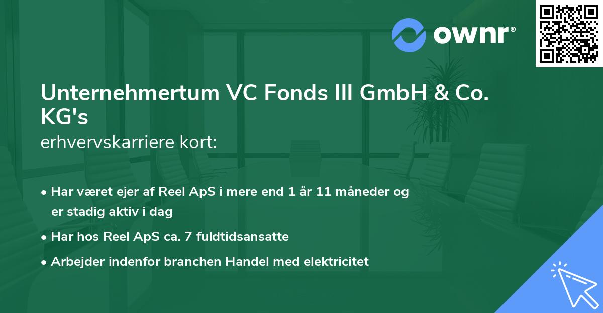 Unternehmertum VC Fonds III GmbH & Co. KG's erhvervskarriere kort
